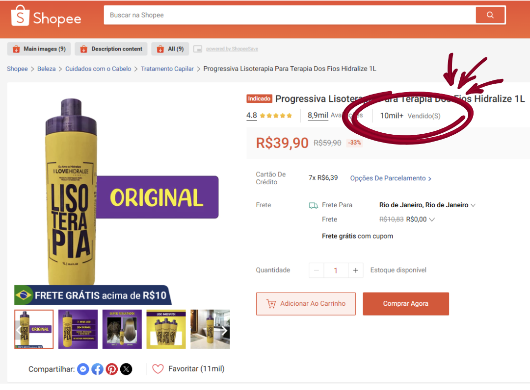 SHOPEE ; LISOTERAPIA ; MERCADO LIVRE ; DROPSHIPPING