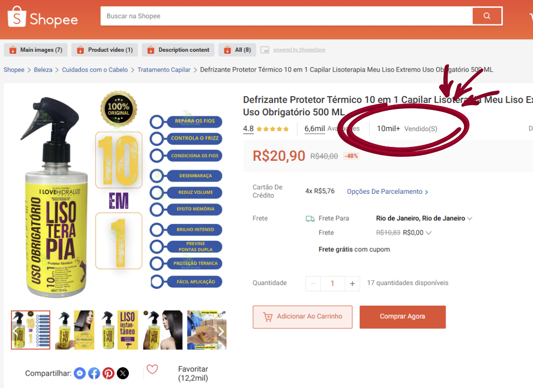 SHOPEE ; LISOTERAPIA ; MERCADO LIVRE ; DROPSHIPPING