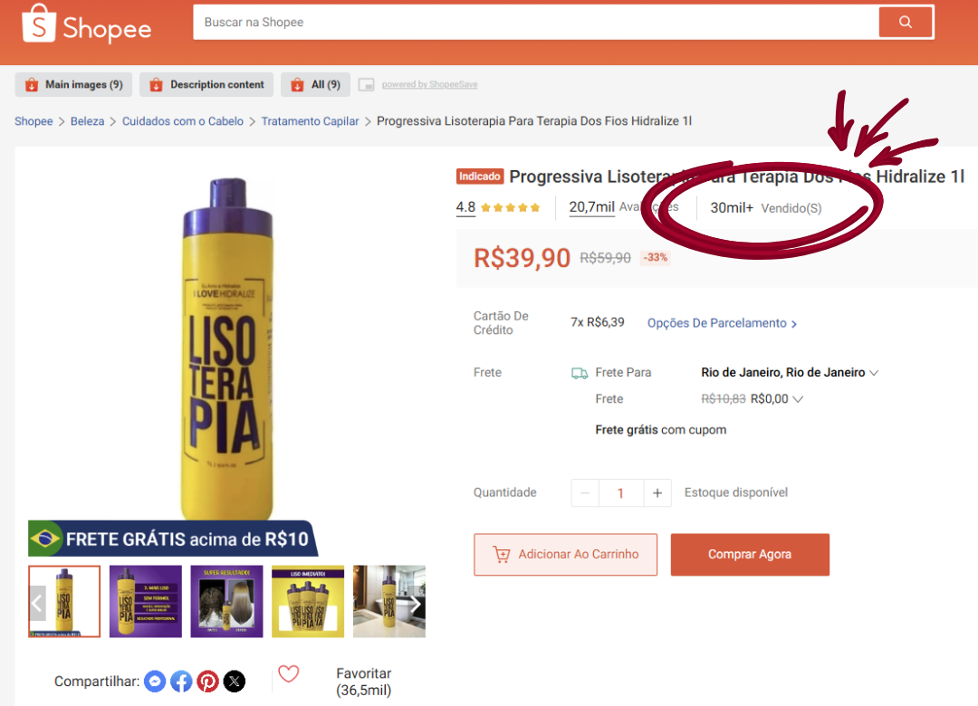SHOPEE ; LISOTERAPIA ; MERCADO LIVRE ; DROPSHIPPING